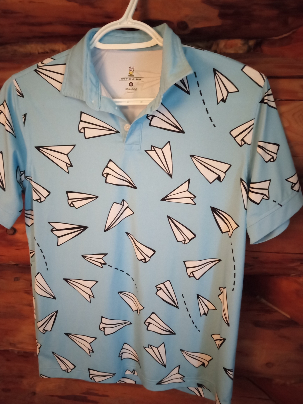Kids Light Blue Paper Airplane Polo Shirt